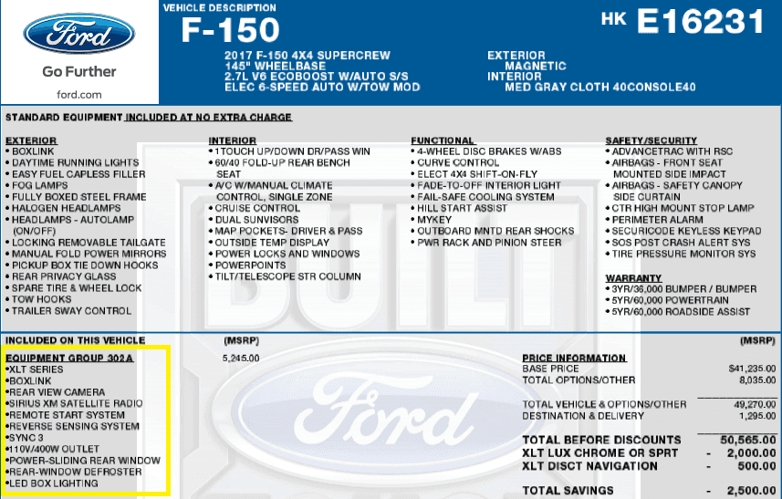 F-150 XLT 302a Trim Level Breakdown
