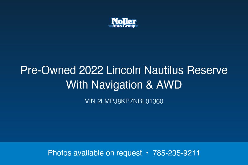 2022 Lincoln Nautilus Reserve With Navigation & AWD